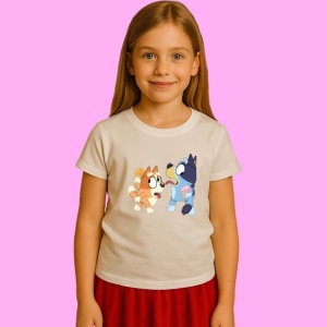 Tricou Bluey Si Bingo Se Joaca, din bumbac 100%, tricou alb, Copii | Dama | Barbat - Img 2