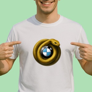 Tricou Bmw2 Sarpe Galben Asteptand Sa Atace | Unisex Dama si Barbat - Img 1