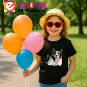 Tricou Border Collie si pisica alb negru adorabili impreuna Copii | Dama | Barbat, negru