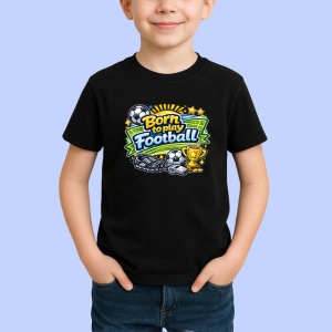 Tricou Born To Play Football Minge Logo V1, din bumbac 100%, tricou negru Copii | Dama | Barbat