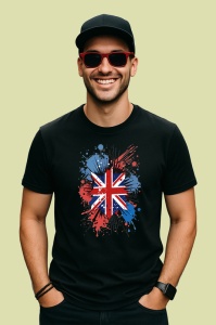 Tricou Britain Steag Splash Art, Copii | Dama | Barbat, culoare negru - Img 2