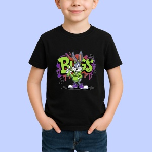 Tricou Bugs Bunny chill vibes cu hanorac verde Copii | Dama | Barbat, negru - Img 4
