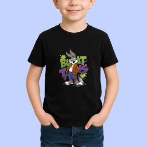 Tricou Bugs Bunny chill vibes cu hoodie și sneakers Copii | Dama | Barbat, negru - Img 3