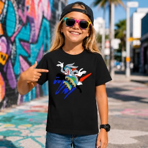 Tricou Bugs Bunny Fast Run Street Motivation Graphic, din bumbac 100%, tricou negru, Copii | Dama | Barbat - Img 7