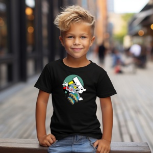 Tricou Bugs Bunny Happy Tricou Negru - Copii | Dama | Barbat - Img 2
