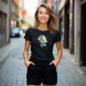 Tricou Bugs Bunny Happy Tricou Negru - Copii | Dama | Barbat - Img 3