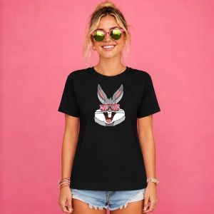 Tricou Bugs Bunny Ochelari Soare Urban Red Box Logo Streetwear, din bumbac 100%, tricou negru, Copii | Dama | Barbat - Img 2