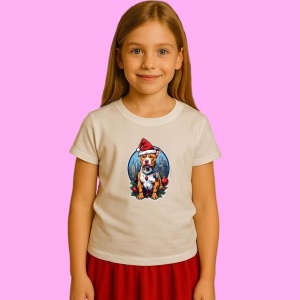 Tricou Bulldog De Craciun Portret Festiv, din bumbac 100%, tricou alb, Copii | Dama | Barbat - Img 2