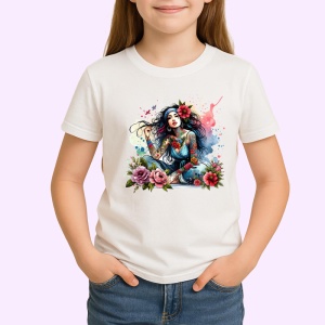 Tricou butterfly girl pink hair coffee, fata par roz fluturi si cafea, Copii | Dama | Barbat