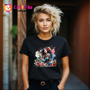 Tricou Butterfly girl pink hair coffee, fata par roz fluturi si cafea, Copii | Dama | Barbat , tricou negru - Img 8