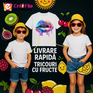 Tricou Buze crem cu trandafiri roz delicati, Lip gloss, Copii | Dama - Img 12