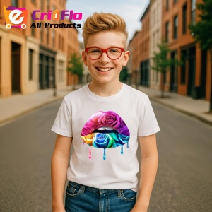 Tricou Buze cu trandafir roz si stropi mov, Lip gloss, Copii | Dama - Img 12