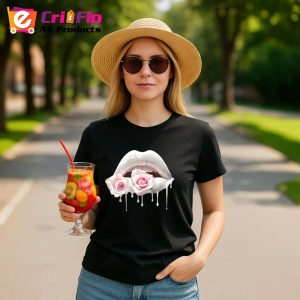 Tricou Buze femeie afine si cirese, Lip gloss, Copii | Dama, culoare negru - Img 9