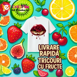 Tricou Buze femeie rosii cu trandafir alb si rosu, Lip gloss, Copii | Dama - Img 12