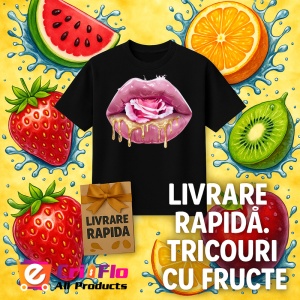 Tricou Buze femeie roz cu doua trandafiri romantici, Lip gloss, Copii | Dama, culoare negru - Img 12