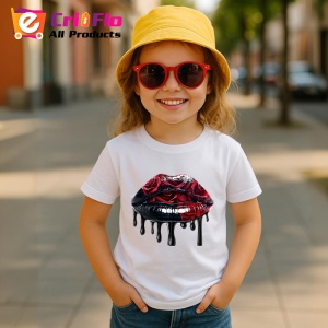 Tricou Buze negre cu trandafiri rosii luciosi, Lip gloss, Copii | Dama - Img 5