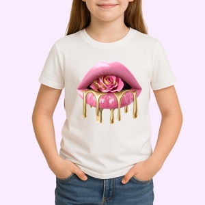 Tricou Buze negre lucioase cu trandafir rosu, Lip gloss, Copii | Dama - Img 3