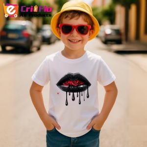 Tricou Buze negre lucioase cu trandafir rosu, Lip gloss, Copii | Dama - Img 4