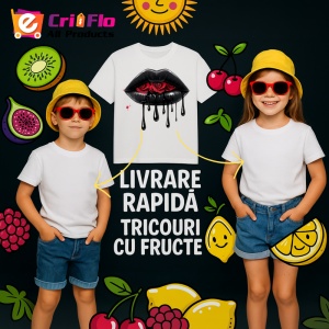 Tricou Buze negre lucioase cu trandafir rosu, Lip gloss, Copii | Dama - Img 7