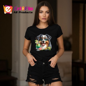 Tricou Caine australian shepherd ochelari cocktail verde fructe, Copii | Dama | Barbat , tricou negru - Img 8