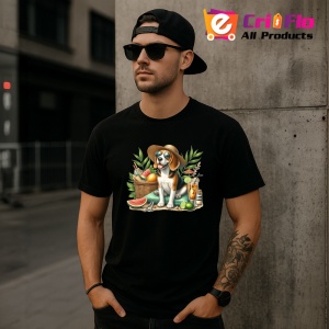 Tricou Caine beagle palarie cos picnic pepene cocktail, Copii | Dama | Barbat , tricou negru - Img 11