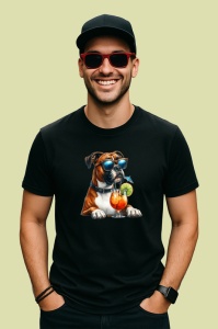 Tricou Caine boxer ochelari cocktail cu lime si umbrela, Copii | Dama | Barbat , tricou negru - Img 4