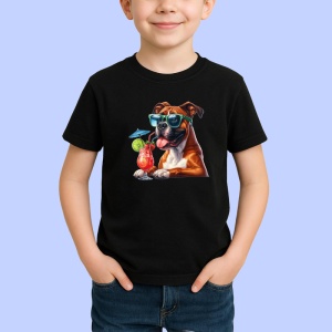 Tricou Caine boxer ochelari verzi limonada rosie cocktail, Copii | Dama | Barbat , tricou negru - Img 2