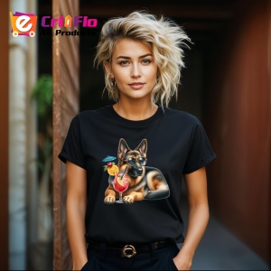 Tricou Caine ciobanesc cocktail portocala vara relaxare, Copii | Dama | Barbat , tricou negru - Img 8