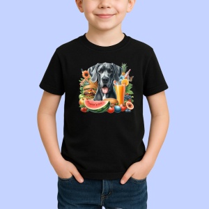 Tricou Caine dog german pepene fructe cocktail tropical, Copii | Dama | Barbat , tricou negru - Img 2