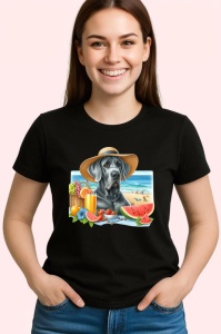 Tricou Caine dog german plaja palarie pepene cocktail, Copii | Dama | Barbat , tricou negru - Img 3