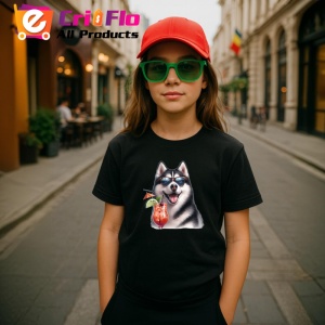 Tricou Caine husky ochelari cocktail cu menta si fructe, Copii | Dama | Barbat , tricou negru - Img 4