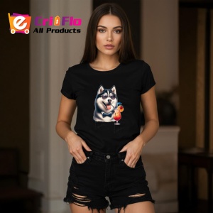 Tricou Caine husky papion cocktail tropical, Copii | Dama | Barbat , tricou negru - Img 7
