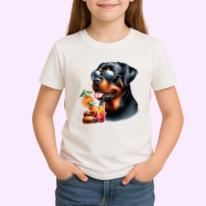 Tricou caine rottweiler ochelari cocktail portocala vara, Copii | Dama | Barbat - Img 3