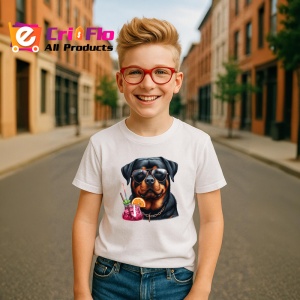 Tricou caine rottweiler ochelari negri cocktail roz, Copii | Dama | Barbat - Img 7