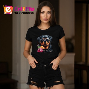 Tricou Caine rottweiler ochelari negri cocktail roz, Copii | Dama | Barbat , tricou negru - Img 7