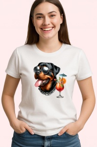 Tricou caine rottweiler ochelari negri lant cocktail tropical, Copii | Dama | Barbat - Img 4