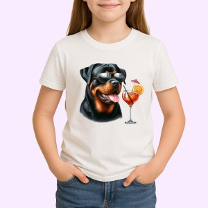 Tricou caine rottweiler vara ochelari cocktail portocala, Copii | Dama | Barbat