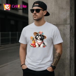 Tricou caine shih tzu palarie floare cocktail pepene vara, Copii | Dama | Barbat - Img 5