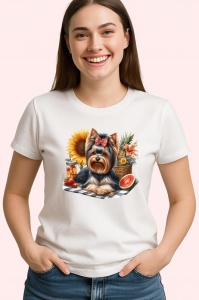 Tricou caine yorkshire fundita pepene floarea soarelui, Copii | Dama | Barbat - Img 4