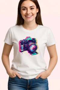 Tricou Camera foto moderna in stil graffiti neon Copii | Dama | Barbat - Img 3