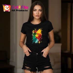 Tricou Cameroon Steag Splash Art, Copii | Dama | Barbat, culoare negru - Img 10
