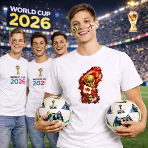 Tricou Canada World Cup Fifa 2026, din bumbac 100%, tricou alb, Copii | Dama | Barbat - Img 7