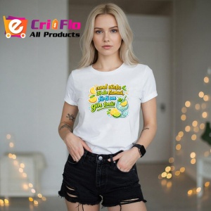 Tricou Cand Viata Iti Da Lamai Fa Ti Un Gin Tonic, din bumbac 100% , tricou alb pentru Dama | Barbat - Img 3