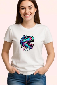 Tricou Cap de dinozaur stil graffiti fundal alb Copii | Dama | Barbat - Img 3