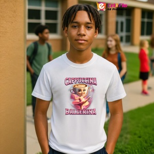 Tricou Cappuccina Ballerina Pink ** Tralalero Tralala Copii | Dama | Barbat - Img 10
