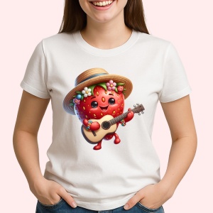 Tricou Capsuna amuzanta de vara cantaret, Fructe, Copii | Dama - Img 2