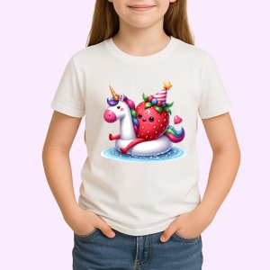 Tricou Capsuna amuzanta de vara pe poney, Fructe, Copii | Dama