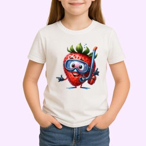 Tricou Capsuna amuzanta de vara scafandru, Fructe, Copii | Dama