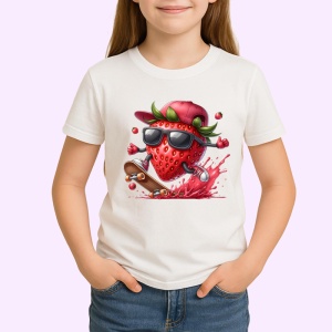 Tricou Capsuna amuzanta de vara skateboard, Fructe, Copii | Dama