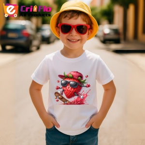 Tricou Capsuna amuzanta de vara skateboard, Fructe, Copii | Dama - Img 3